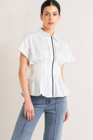 QUIET FORCE WOVEN TOP.