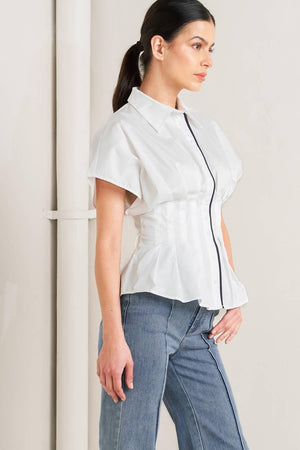 QUIET FORCE WOVEN TOP.