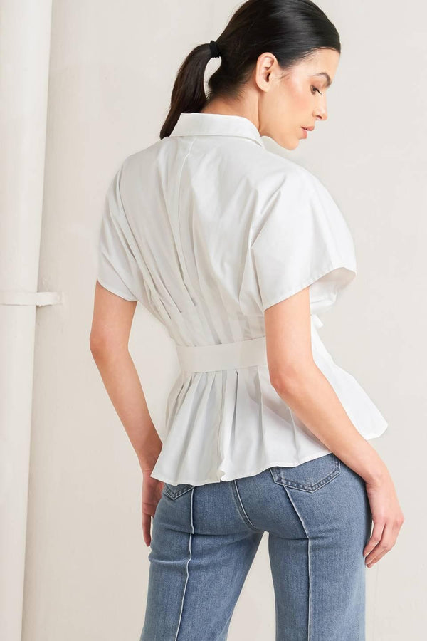 QUIET FORCE WOVEN TOP.