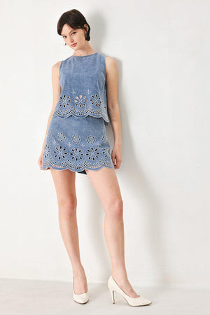 FLORAL LOVE DENIM TOP.