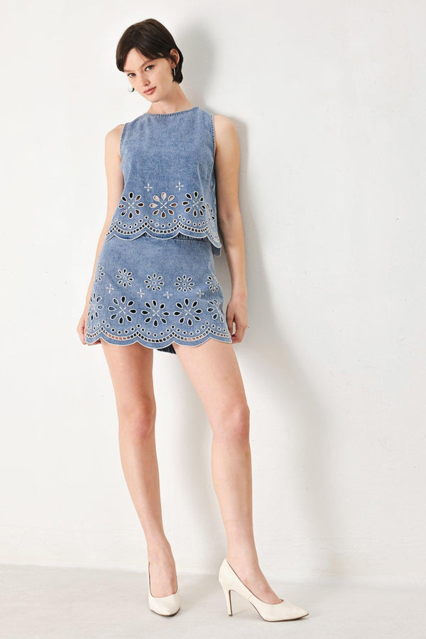 FLORAL LOVE DENIM TOP.