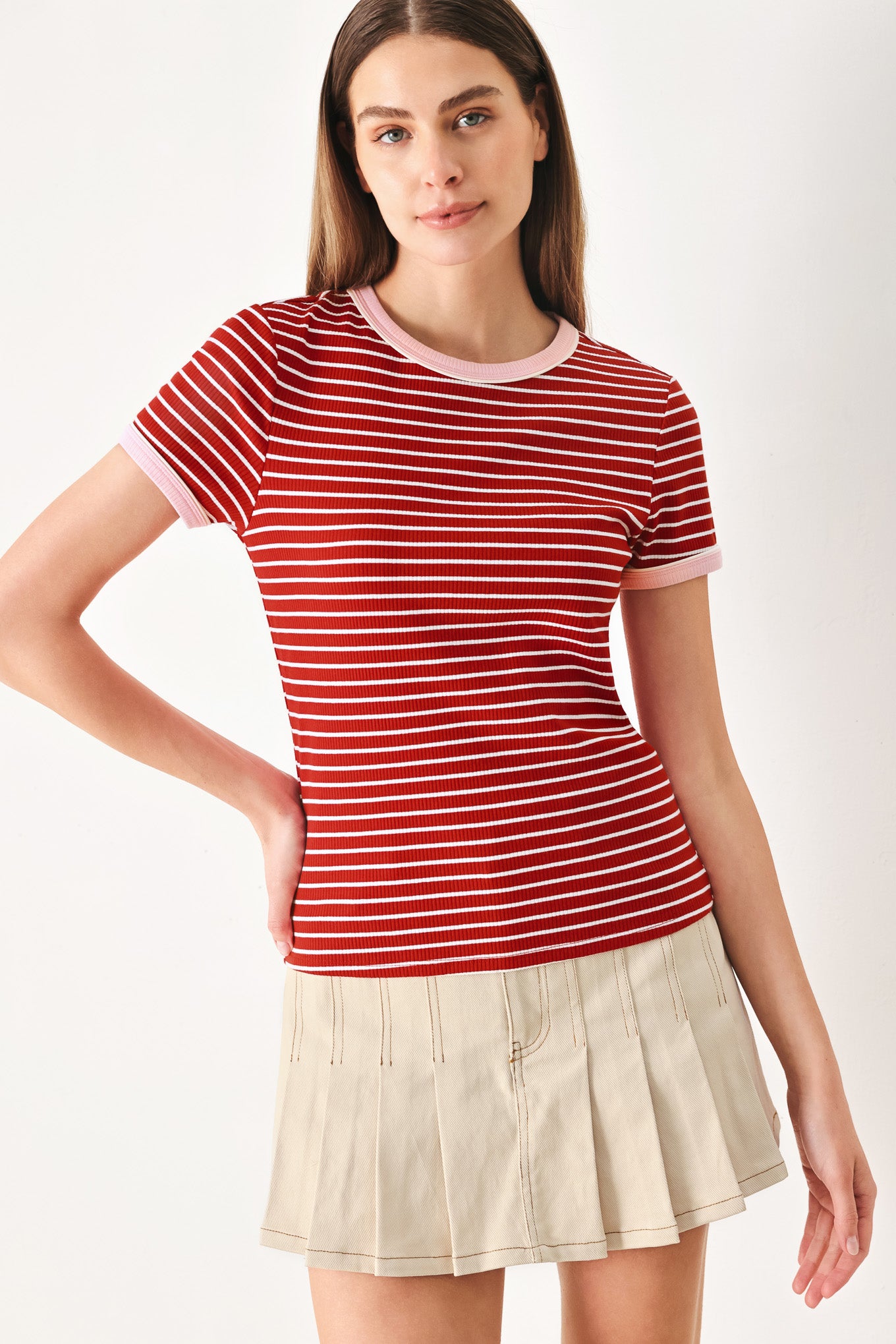 SWEET DAYDREAM STRIP KNIT TOP.
