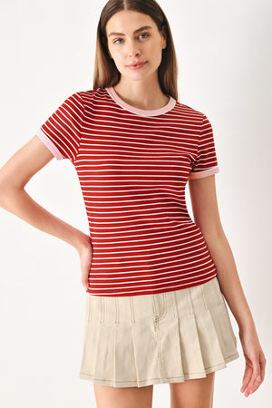 SWEET DAYDREAM STRIP KNIT TOP.