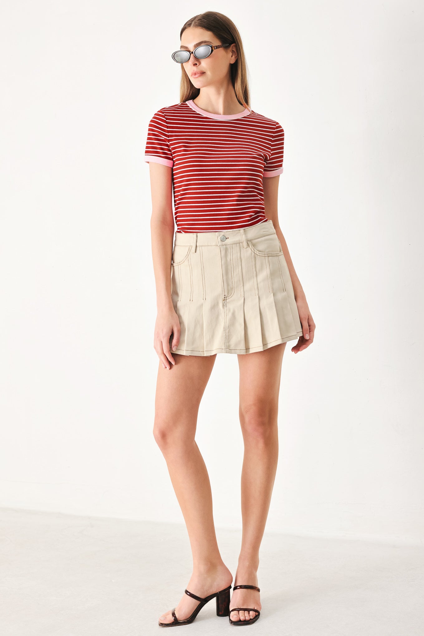 SWEET DAYDREAM STRIP KNIT TOP.