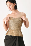 A woman wearing a strapless tube top with sweetheart neckline and back zipper | FREEMARKET