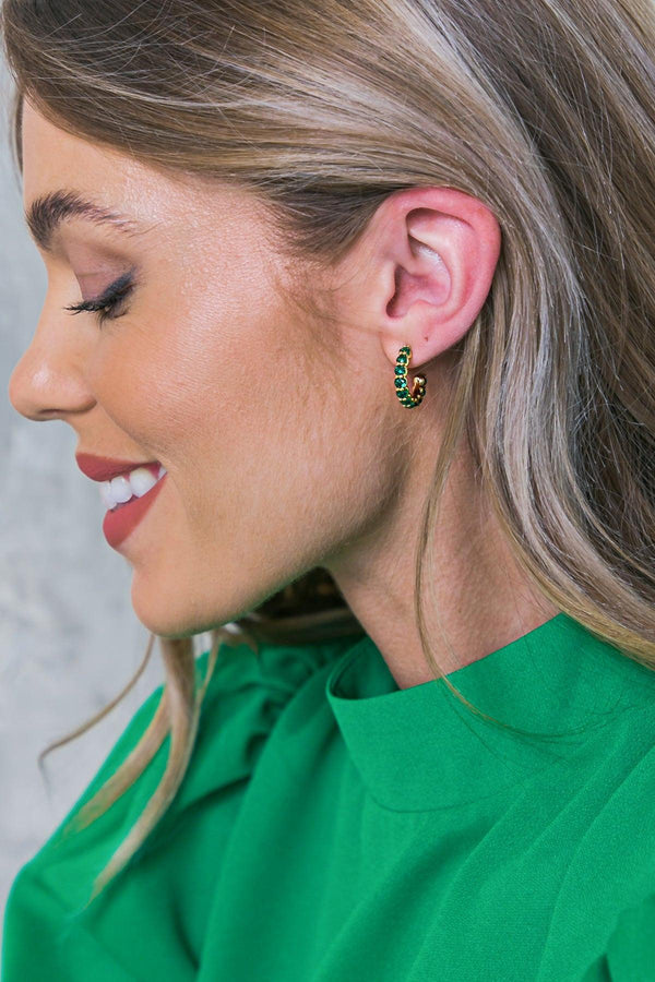 RUBY HOOP EARRINGS.