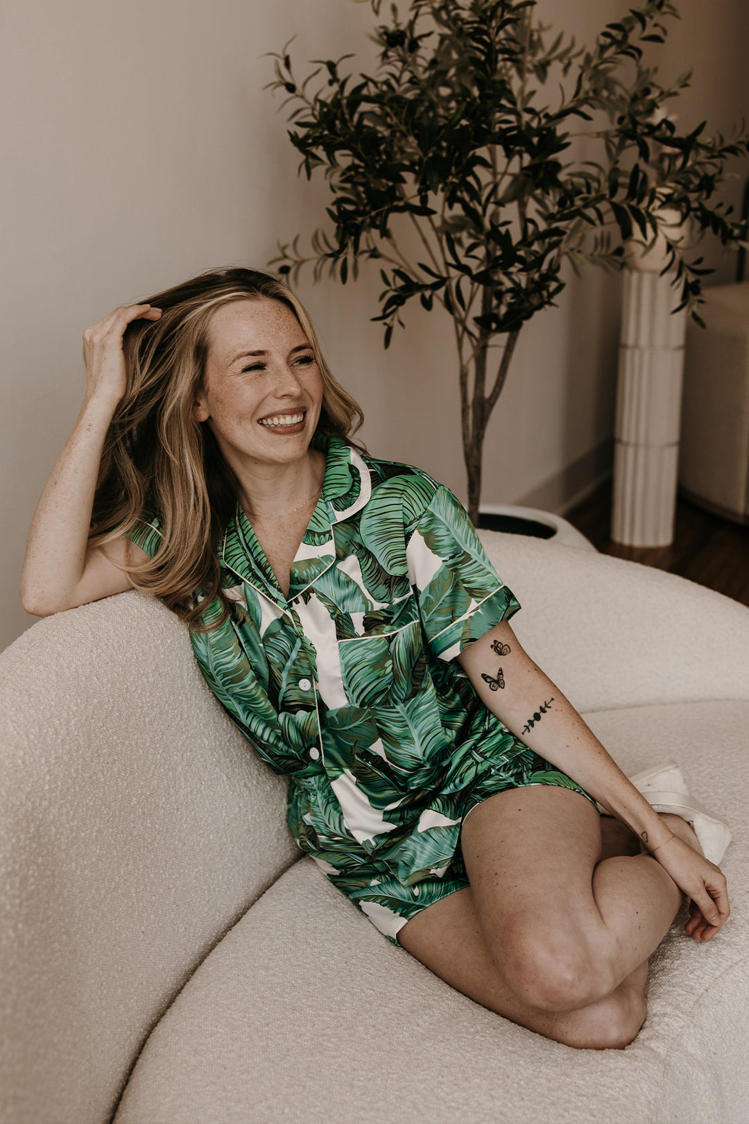 Women's Green Banana Leaf Pajamas