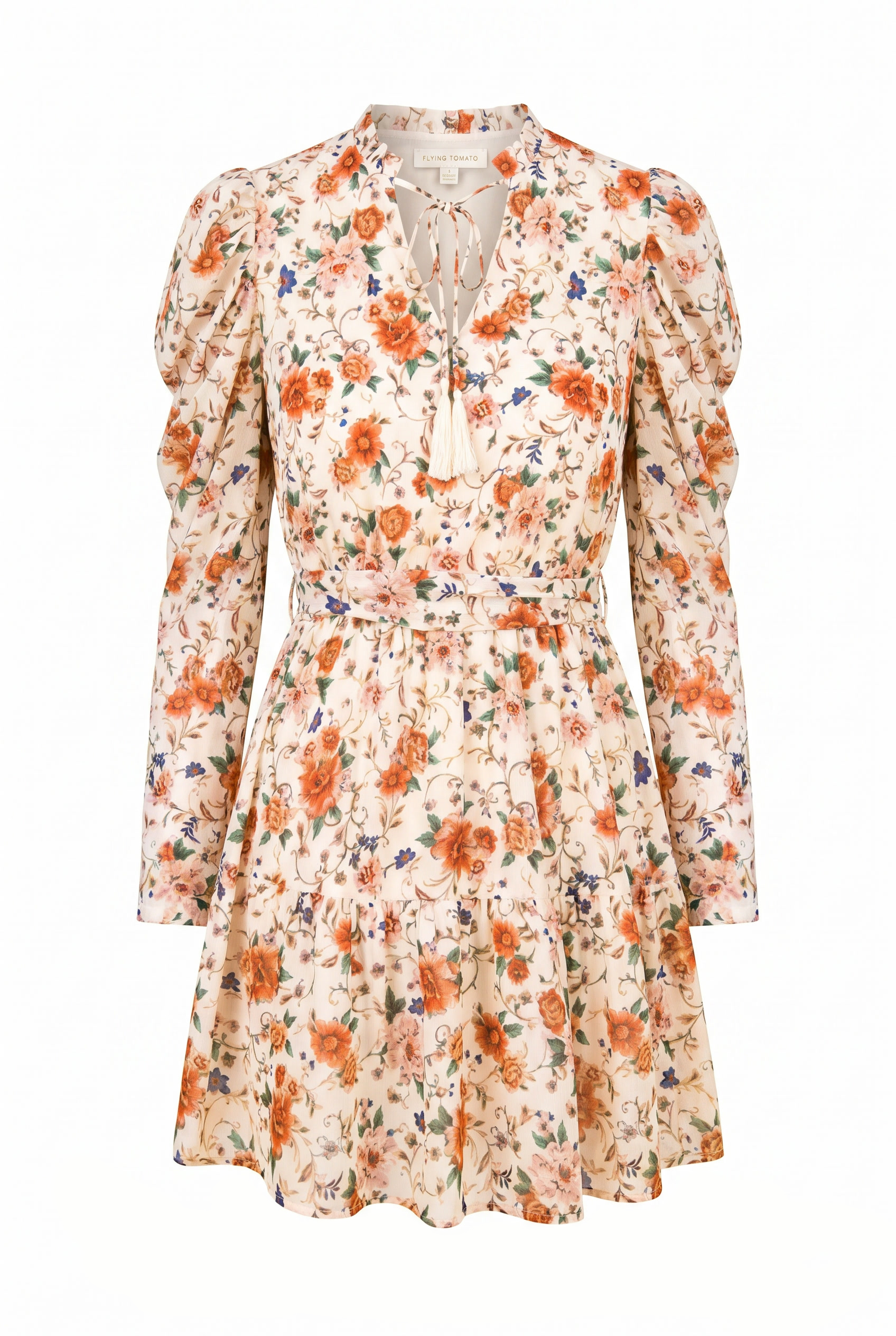 Long sleeve floral printed mini dress | Flying Tomato