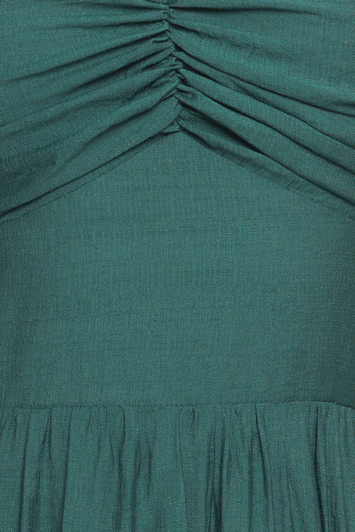 A solid woven maxi dress featuring cami top with layered sleeve, cinched front bodice, tiered skirt and smocked back bodice.