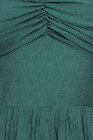 SUMMER MILK FOREST GREEN WOVEN MAXI DRESS.