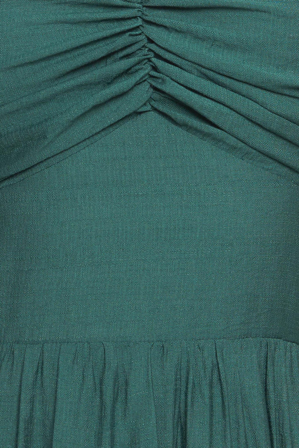 SUMMER MILK FOREST GREEN WOVEN MAXI DRESS.