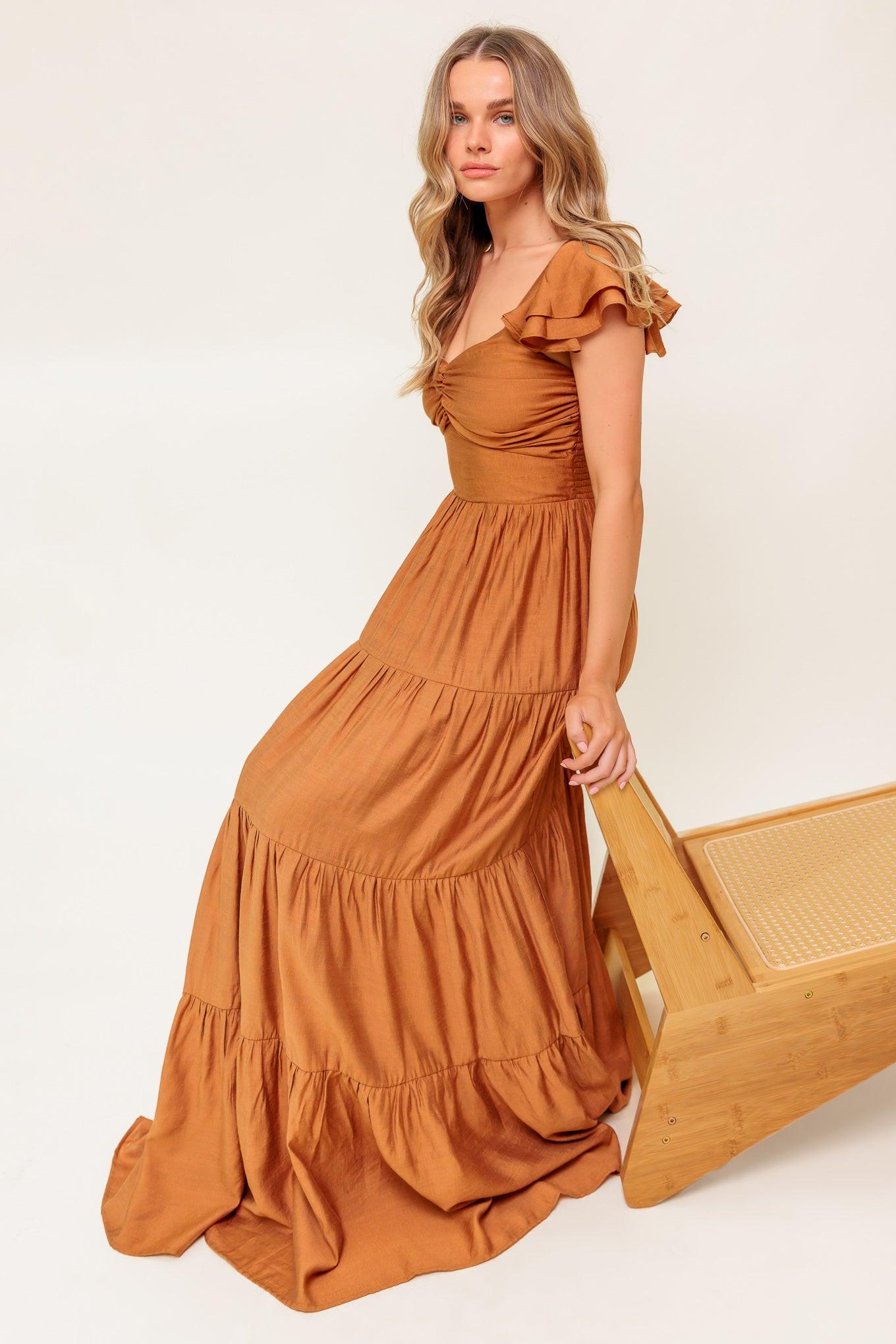 SUMMER MILK RUST WOVEN MAXI DRESS l FLYING TOMATO Flying Tomato SUMMER MILK RUST WOVEN MAXI DRESS l FLYING TOMATO Flying Tomato
