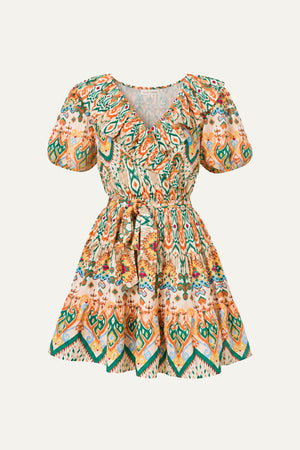 MOMENTS OF BLISS FLORAL WOVEN MINI DRESS
