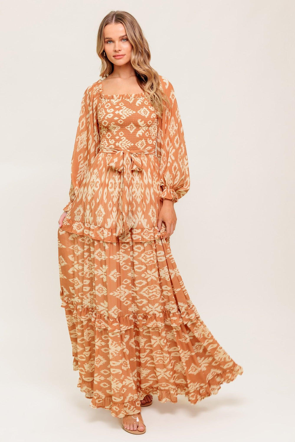 COSMOPOLITAN ELEGANCE WOVEN MAXI DRESS.