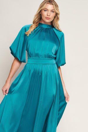 PETAL PROWESS WOVEN MIDI DRESS.