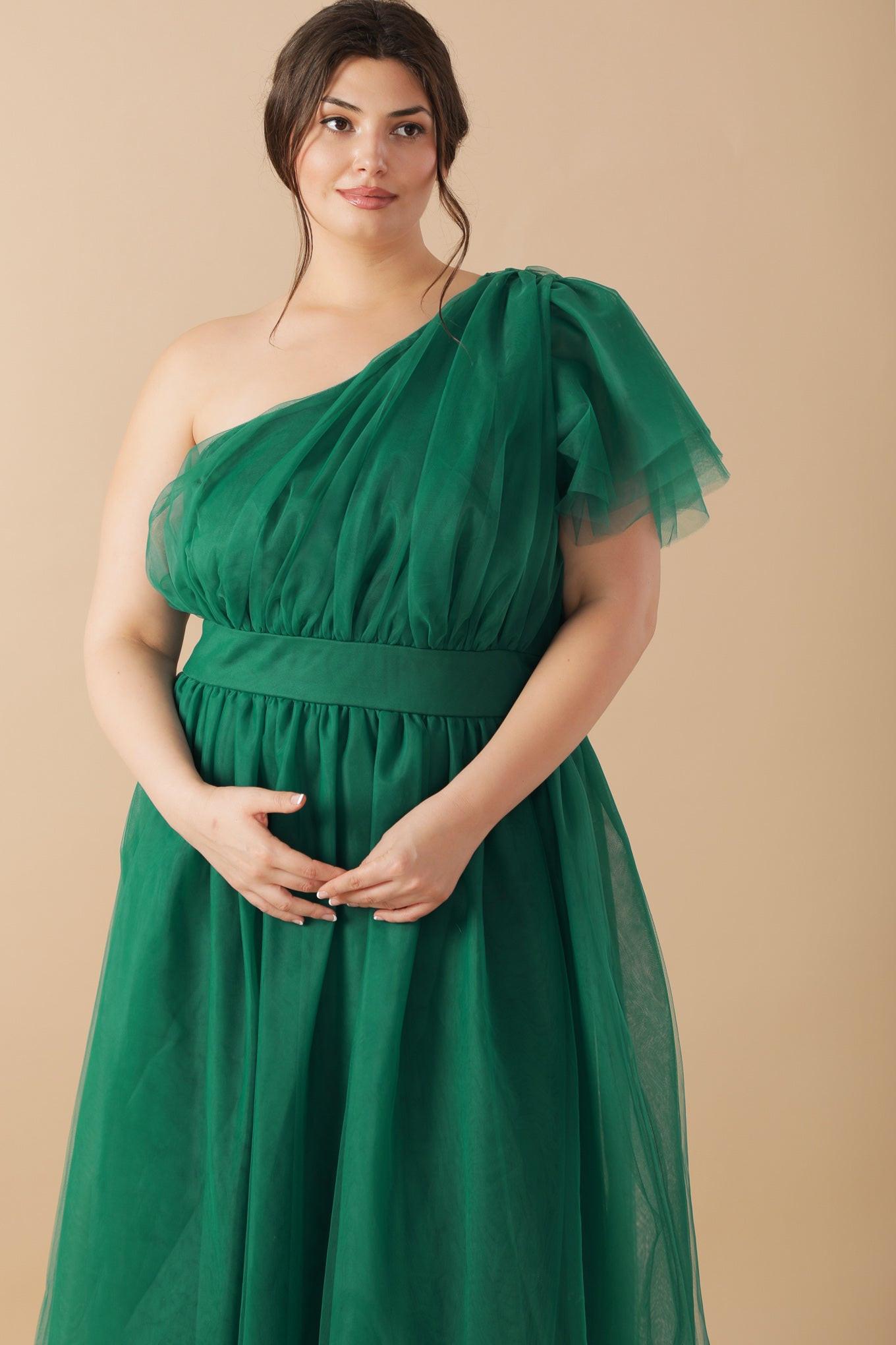 green tulle midi dress Lucille Tulle Midi Dress - Emerald Night