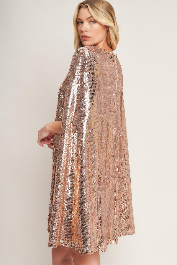 SPECIAL TREATMENT SEQUIN MINI DRESS.