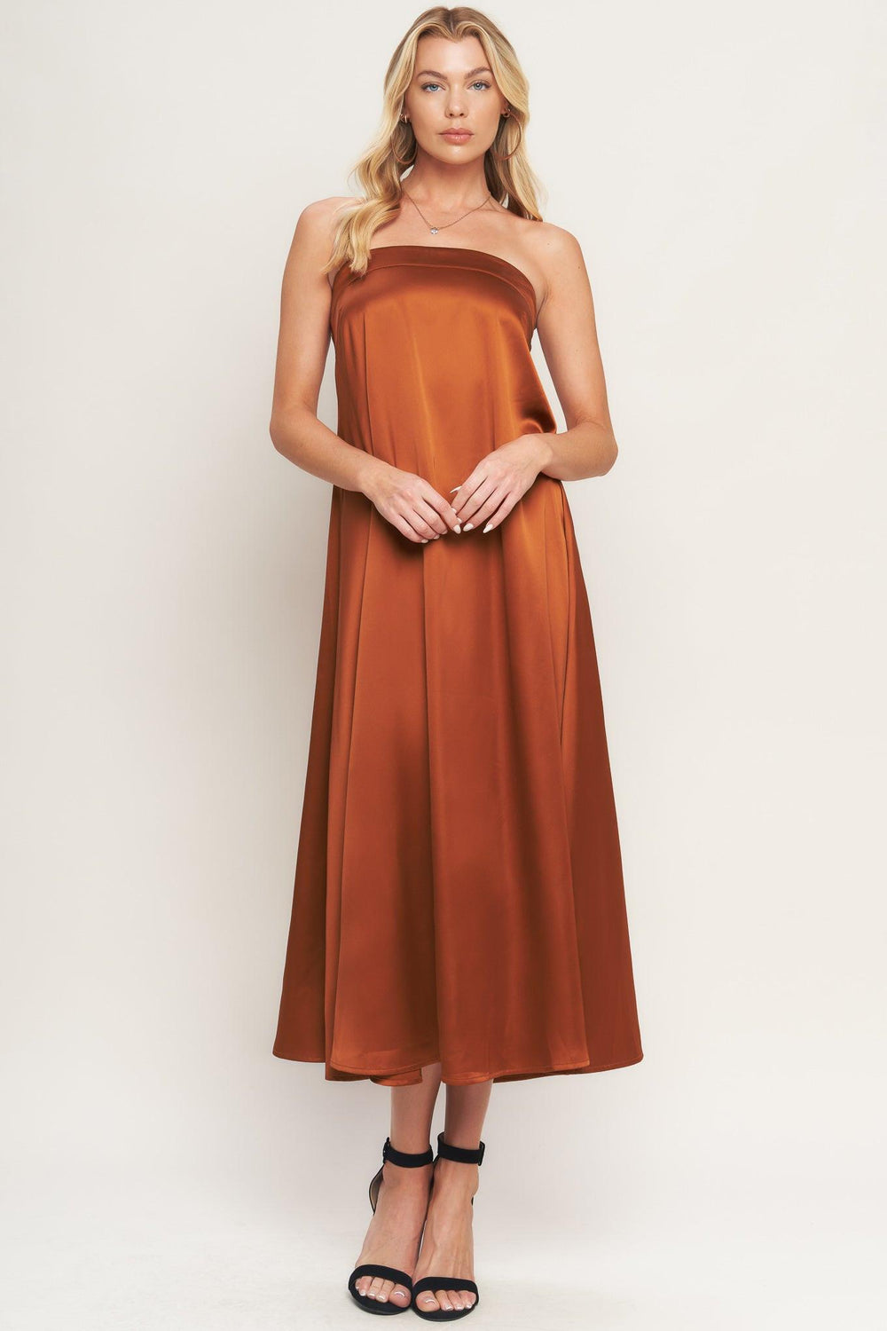 FROSTY ELEGANCE WOVEN MIDI DRESS.