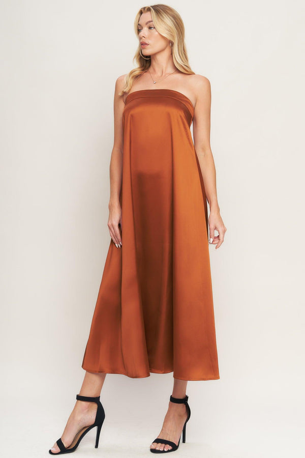 FROSTY ELEGANCE WOVEN MIDI DRESS.