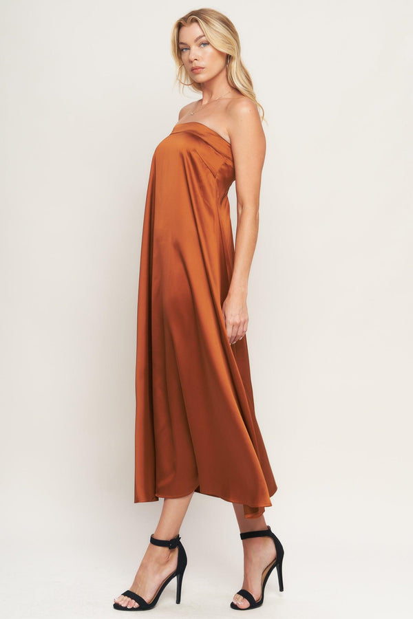 FROSTY ELEGANCE WOVEN MIDI DRESS.