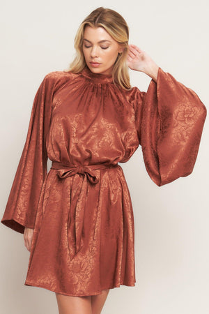 BY ANY MEANS WOVEN SATIN MINI DRESS.