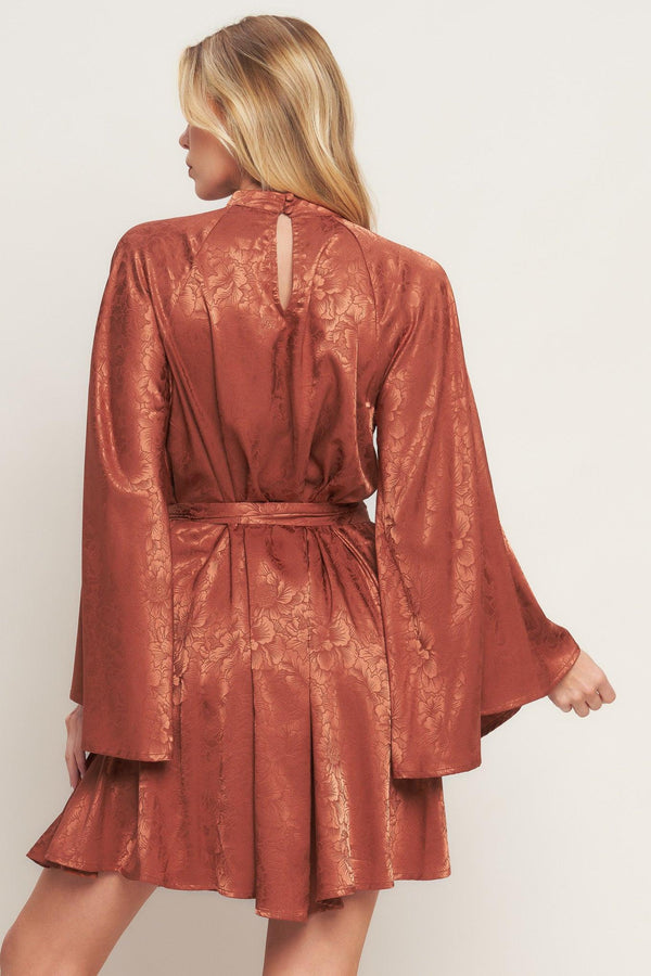 BY ANY MEANS WOVEN SATIN MINI DRESS.