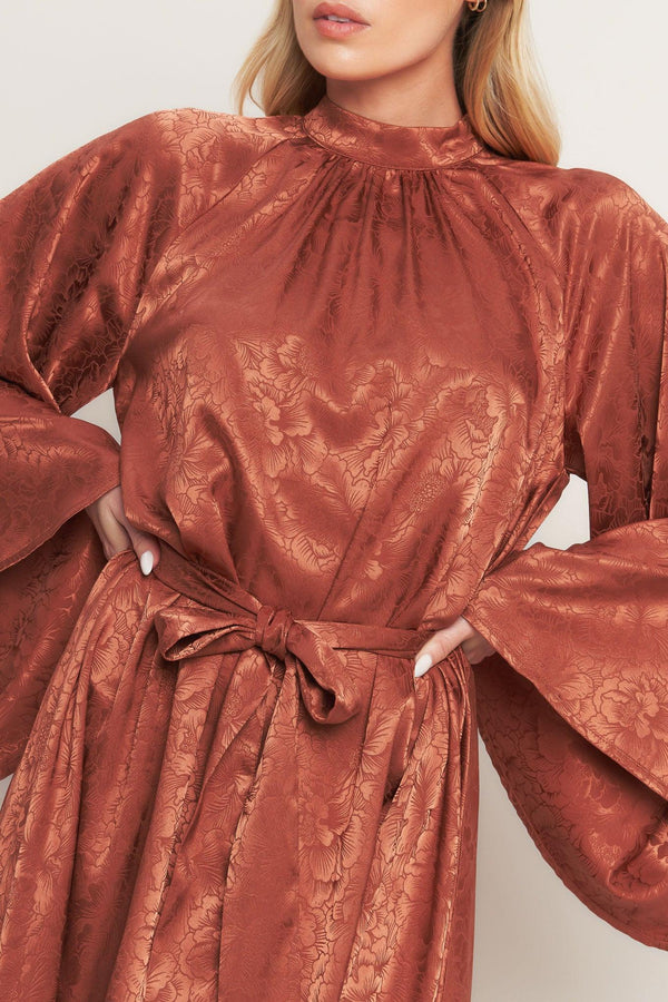 BY ANY MEANS WOVEN SATIN MINI DRESS.