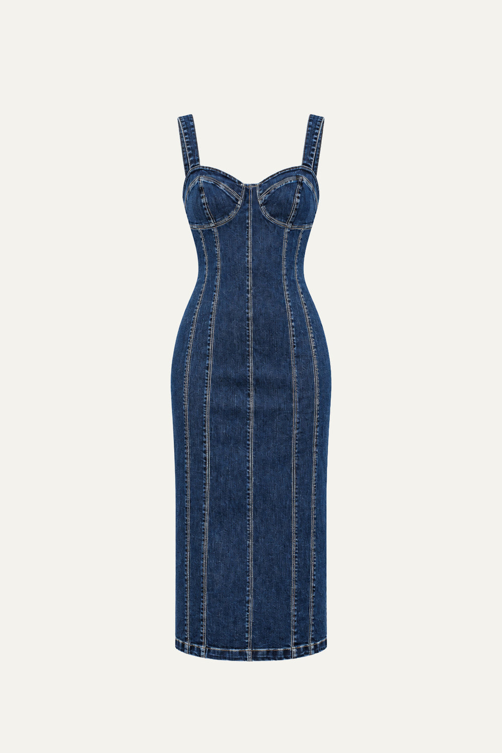 A GREATER LOVE DENIM MIDI DRESS