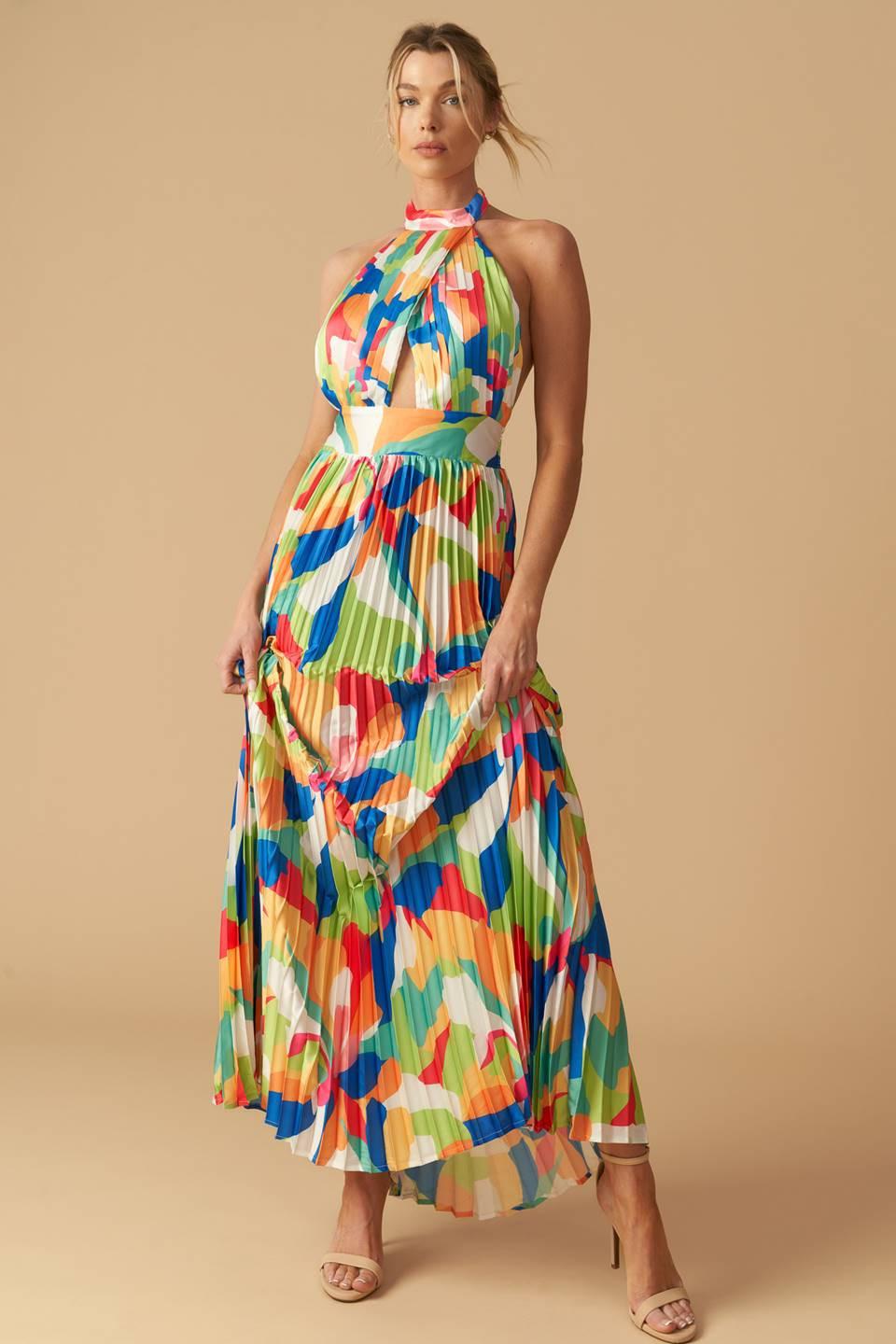 KEEP BLOOMING WOVEN MAXI DRESS.