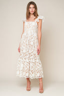 STILL THINKING LACE MIDI DRESS