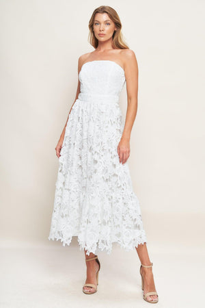 CAREFREE NIGHTS LACE OFF WHITE MIDI DRESS - Flying Tomato - DRESSES - Flying Tomato