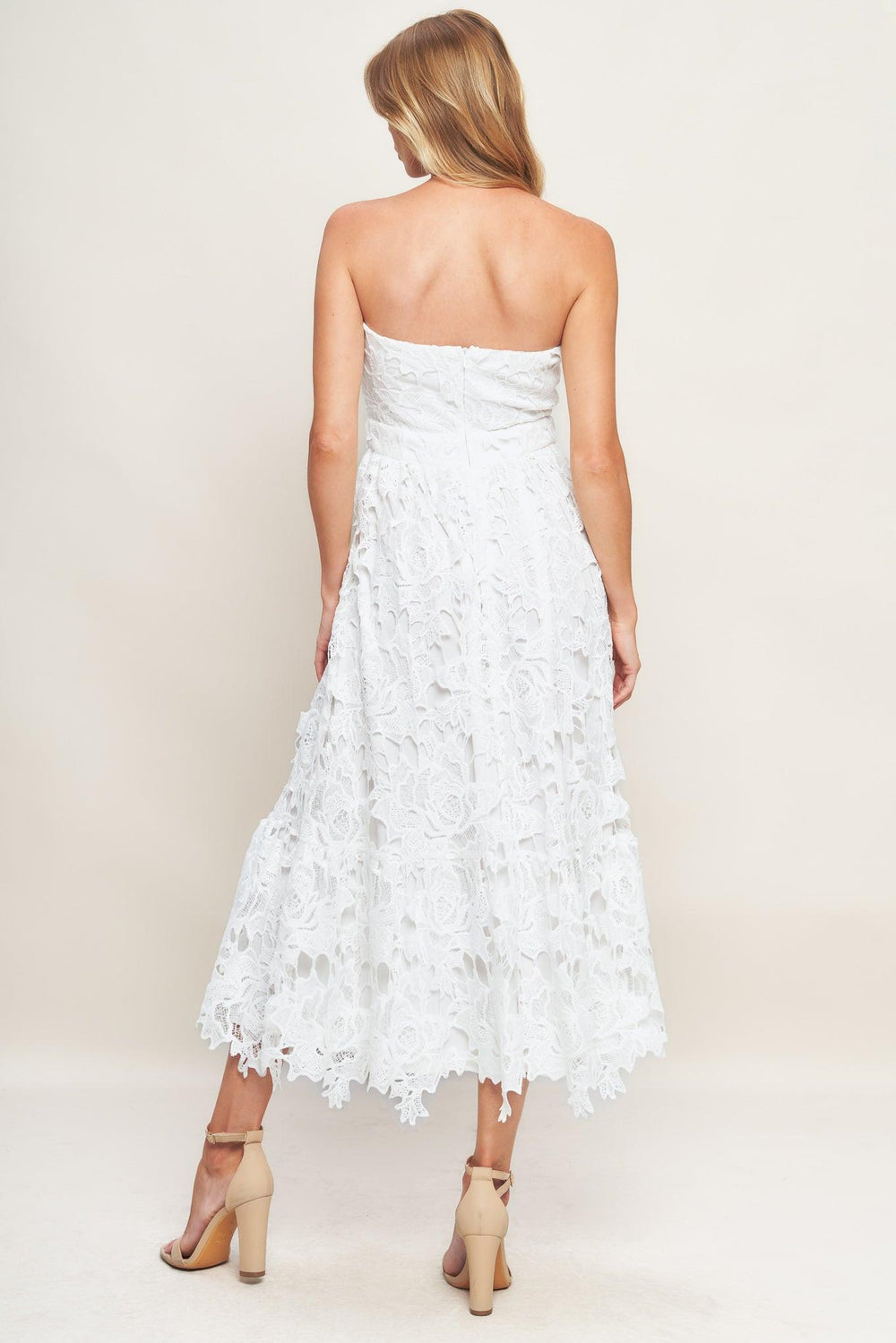 CAREFREE NIGHTS LACE OFF WHITE MIDI DRESS - Flying Tomato - DRESSES - Flying Tomato