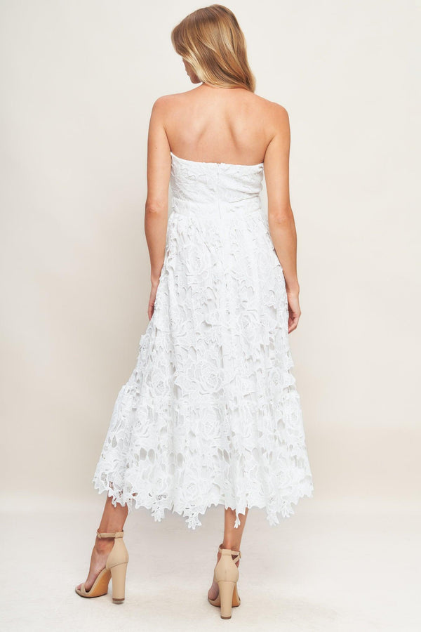 CAREFREE NIGHTS LACE OFF WHITE MIDI DRESS - Flying Tomato - DRESSES - Flying Tomato