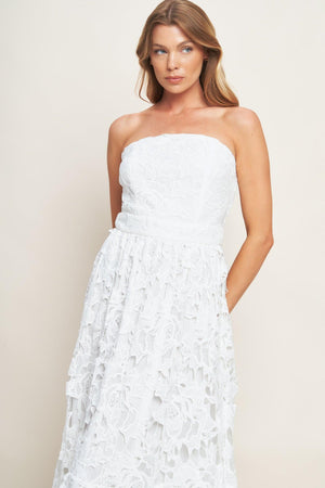 CAREFREE NIGHTS LACE OFF WHITE MIDI DRESS - Flying Tomato - DRESSES - Flying Tomato