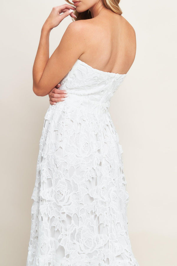 CAREFREE NIGHTS LACE OFF WHITE MIDI DRESS - Flying Tomato - DRESSES - Flying Tomato
