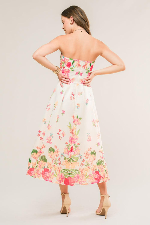 COME WHEN I CALL WOVEN MIDI DRESS.