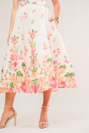 COME WHEN I CALL WOVEN MIDI DRESS.