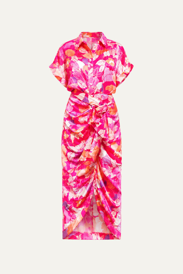 MAKE A SPLASH WOVEN MIDI DRESS
