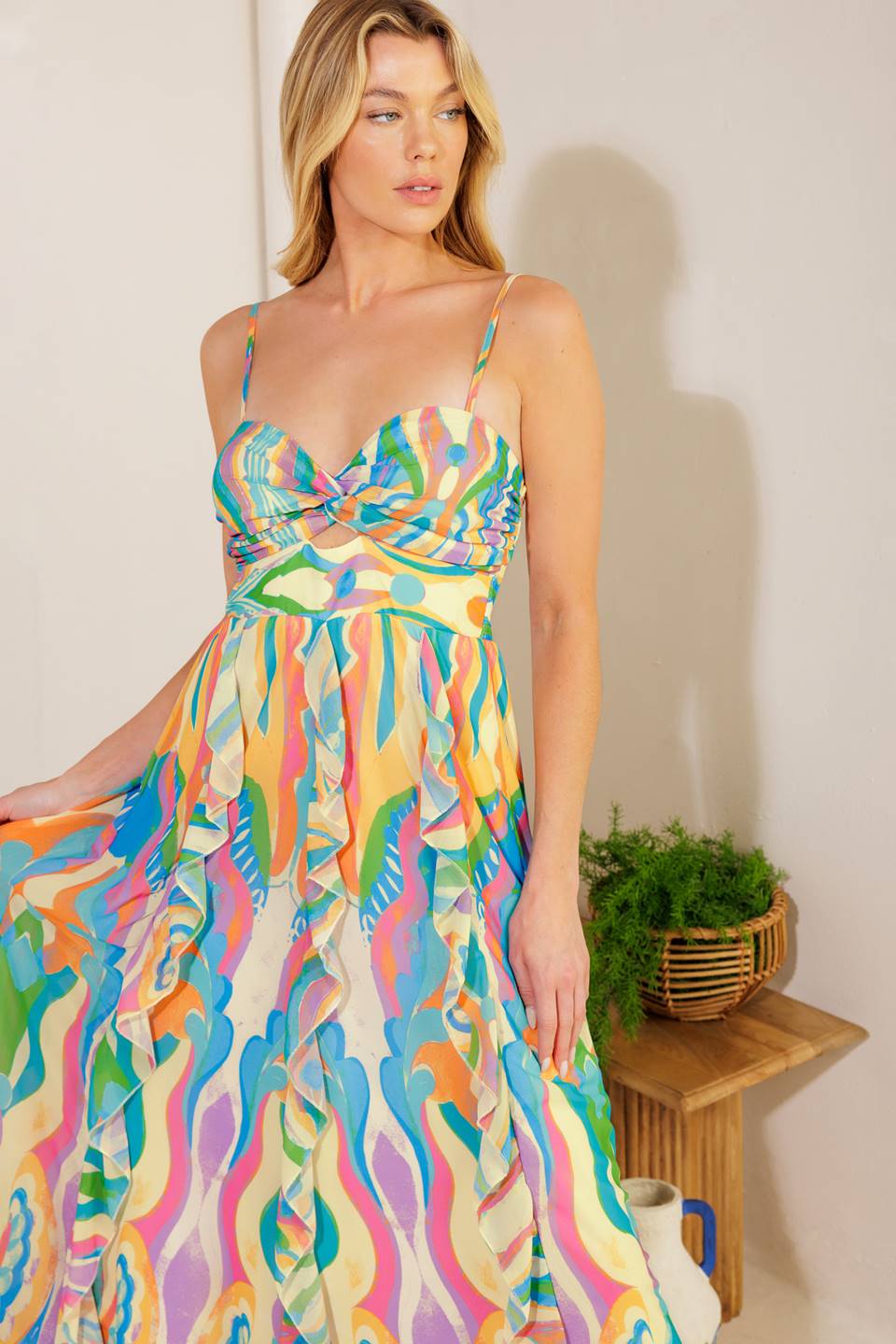 DELIGHT ME ROLLED WOVEN MAXI DRESS