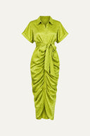 COMING TO MY SENSES WOVEN SATIN MIDI DRESS
