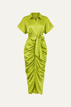 COMING TO MY SENSES WOVEN SATIN MIDI DRESS
