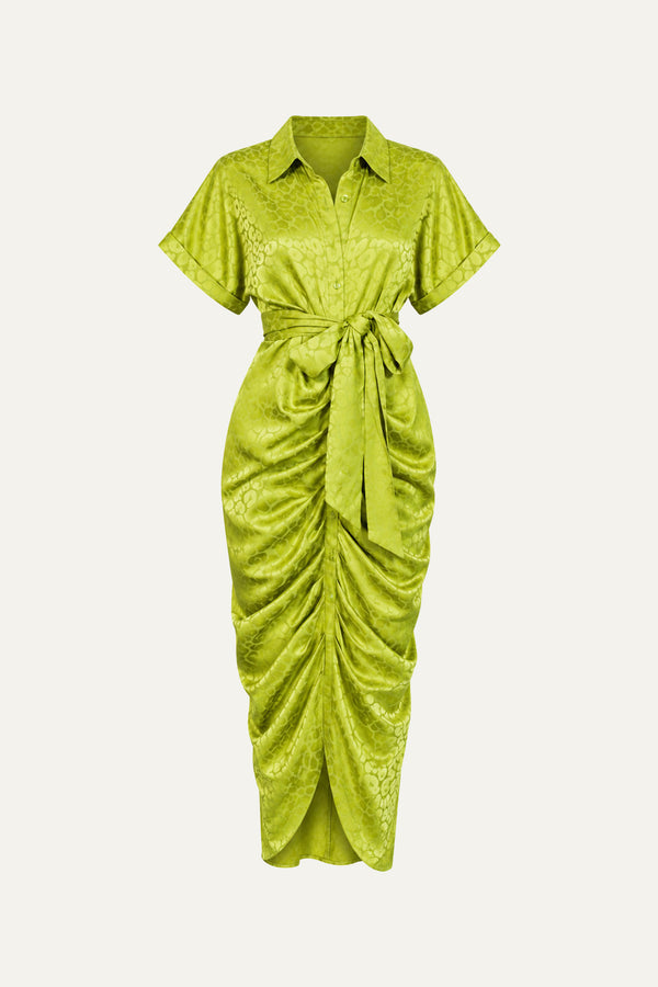 COMING TO MY SENSES WOVEN SATIN MIDI DRESS
