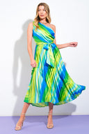 EXUBERANT ELEGANCE WOVEN MIDI DRESS.