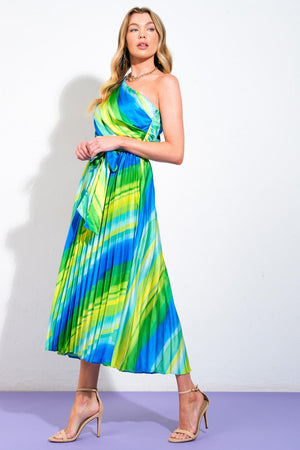 EXUBERANT ELEGANCE WOVEN MIDI DRESS.