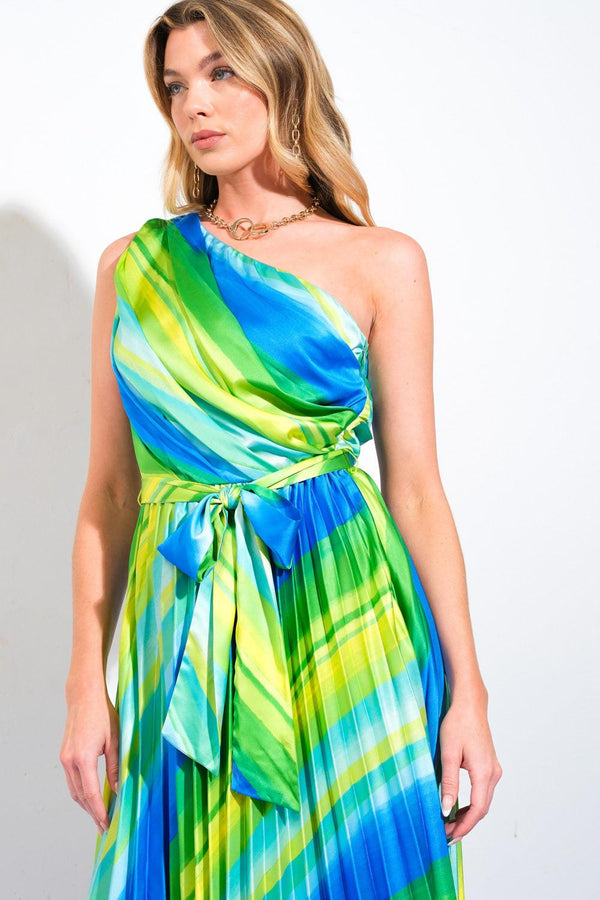 EXUBERANT ELEGANCE WOVEN MIDI DRESS.
