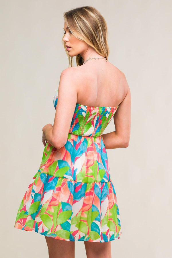 PRISTINE PRESENCE WOVEN MINI DRESS.