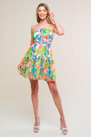 PRISTINE PRESENCE WOVEN MINI DRESS.
