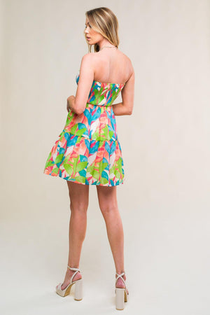 PRISTINE PRESENCE WOVEN MINI DRESS.