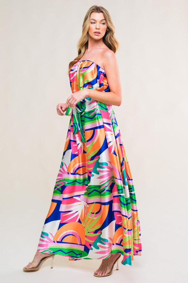 SUMMERY INCLINATION WOVEN MIDI DRESS.