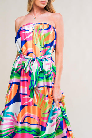 SUMMERY INCLINATION WOVEN MIDI DRESS.